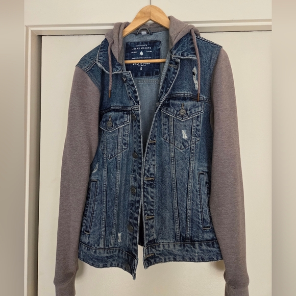 Only & Sons Blue Denim Jacket with Gray Sleeves - Picture 1 of 4